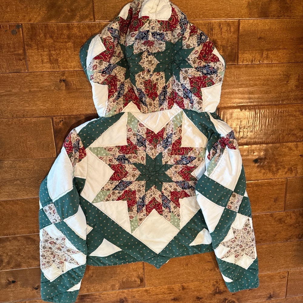 Patchwork Hooded Jacket With Star Design - image 5